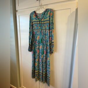 Vintage lace up cotton maxi boho dress.